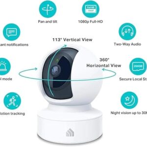 Vanwin Tilt Smart Security Camera, 1080p HD Dog-Camera,2.4GHz with Night Vision